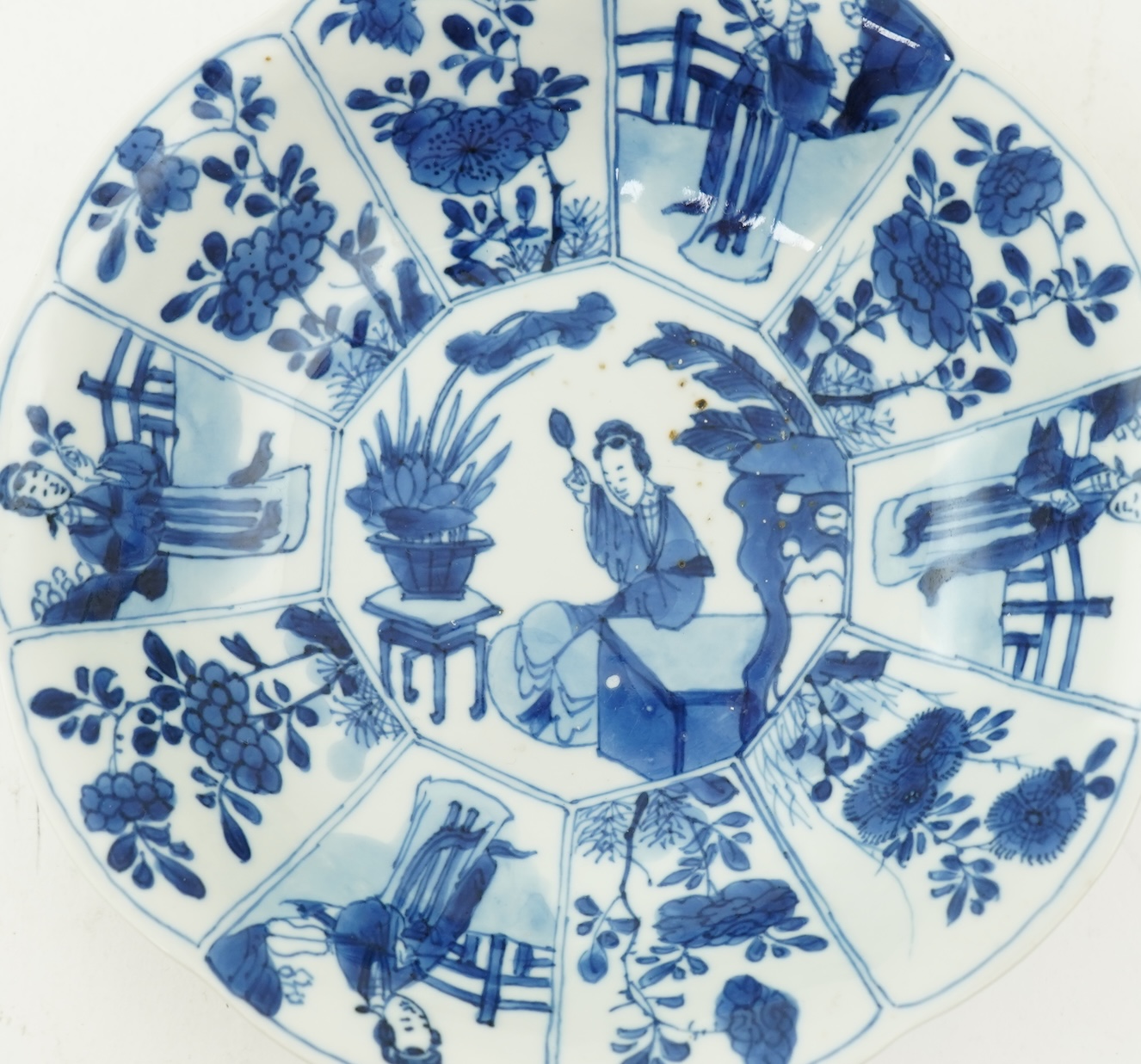 A Chinese blue and white ‘Long Eliza’ lobed dish, Kangxi period